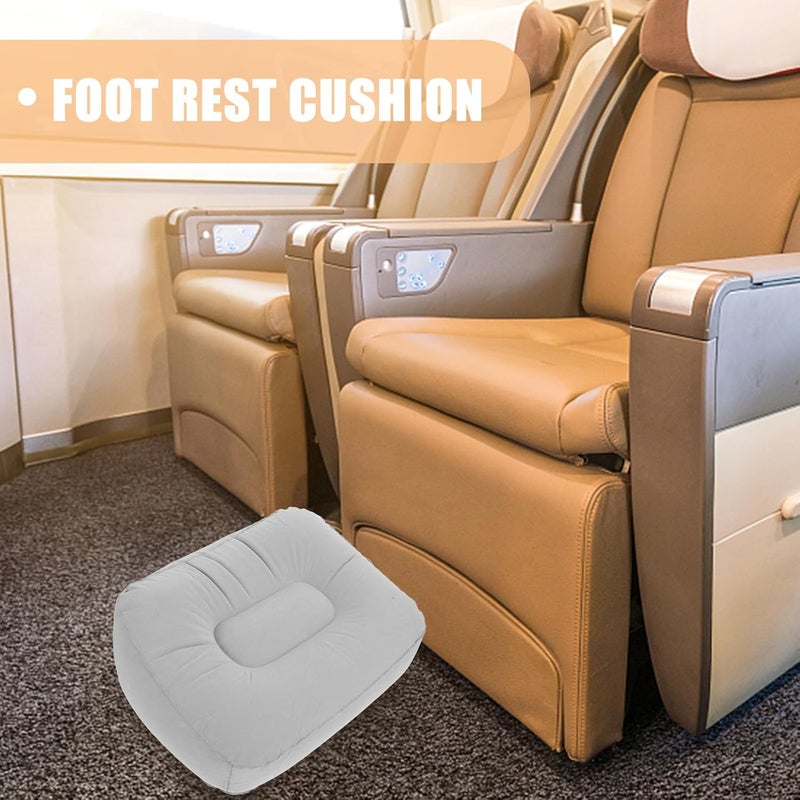 Garneck 2 Pcs Inflatable Foot Rest Pillow, PVC Flocking Travel Foot Cushion with Adjustable Air Pressure, Multi-use Stool for Outdoor, Airplane, Car - Image 4