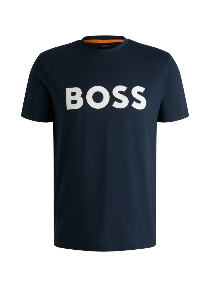 بوس Cotton-jersey T-shirt with rubber-print logo