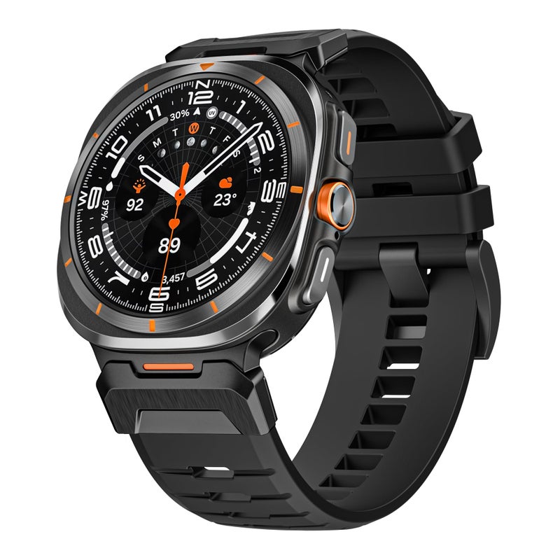 Dado FKM Rubber Replacement Band Compatible with Samsung Galaxy Watch Ultra 47mm – Black Armor Adapter Strap - Image 1