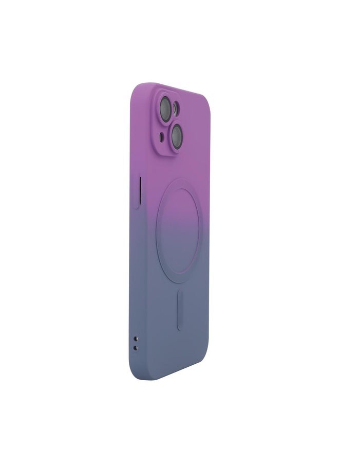HuHa Case Cover For iPhone 13 ENKAY Hat-Prince MagSafe Rainbow Gradient Silicone Phone Case with Lens Film(Purple Blue)  - Image 1