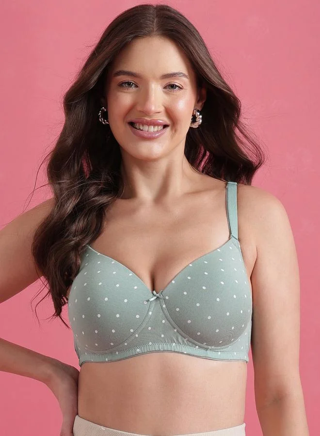 Clovia Padded Non-Wired Full Coverage Multiway T-shirt Bra - Cotton