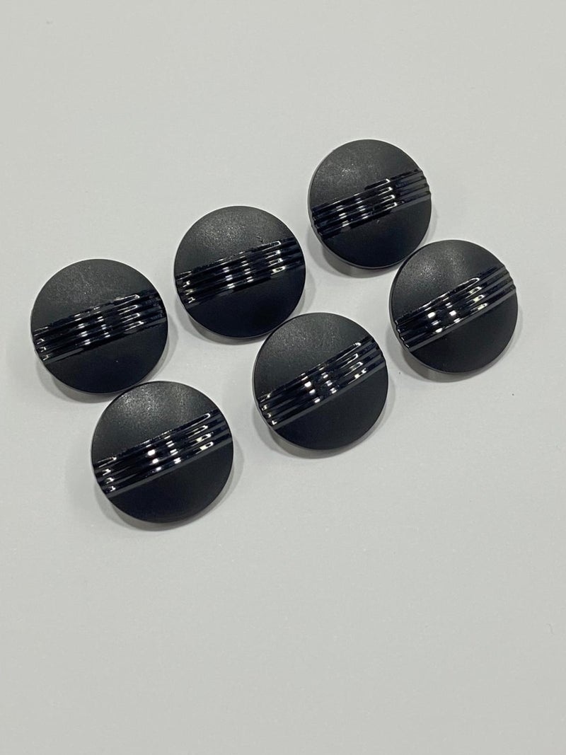 Karan Tuhafiye Karan Haberdashery Cardigan and Vest Button / Matte Shiny Striped / Black 6 Piece Set M008 - Image 1