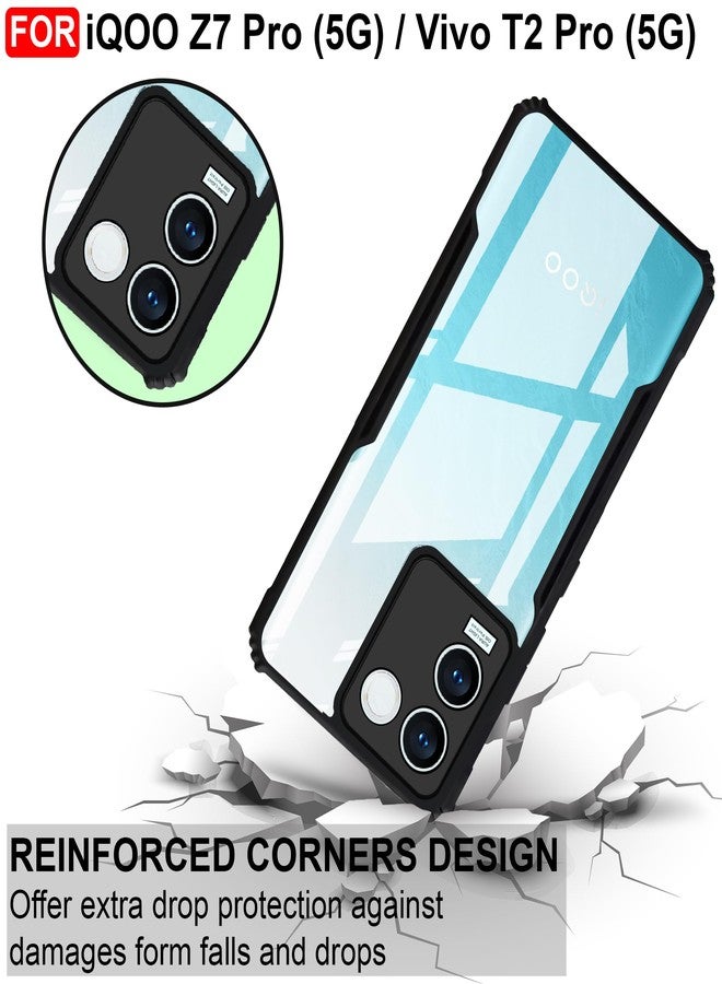 CEDO iQOO Z7 Pro (5G) Back Case Cover | Camera Protection Shockproof Bumper-Edge | Acrylic Crystal Clear 360 Degree Protection TPU+PC | Transparent Eagle Back Case Cover (Black) - Image 3
