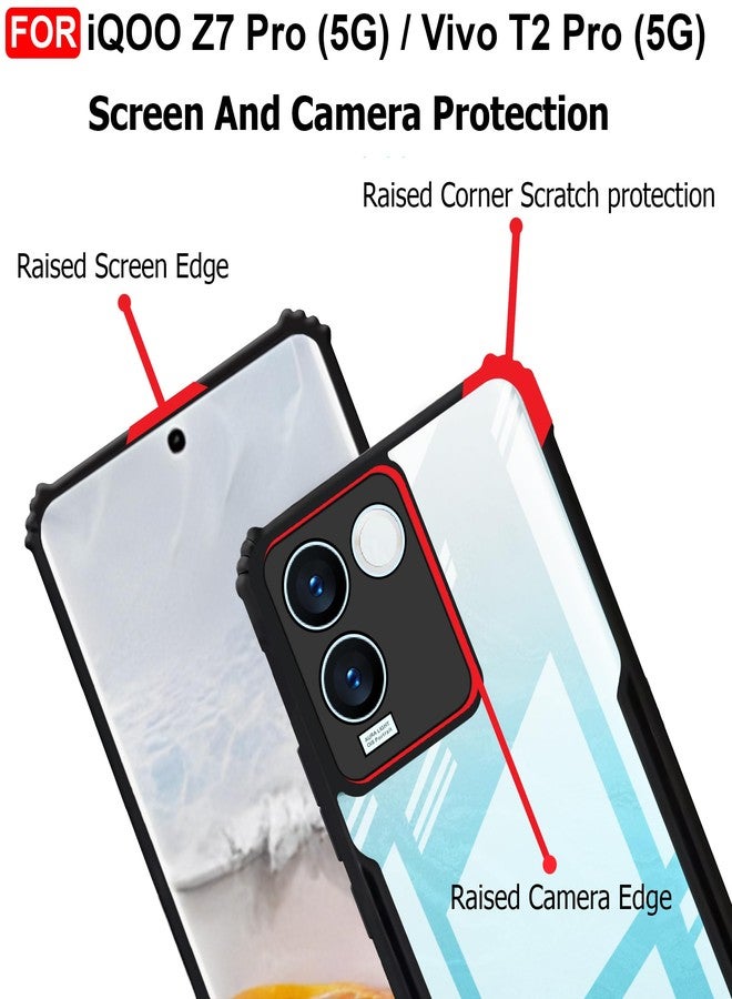 CEDO iQOO Z7 Pro (5G) Back Case Cover | Camera Protection Shockproof Bumper-Edge | Acrylic Crystal Clear 360 Degree Protection TPU+PC | Transparent Eagle Back Case Cover (Black) - Image 4