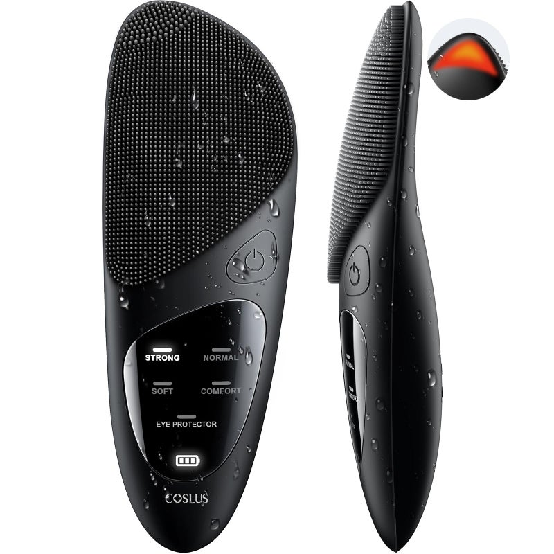 COSLUS Facial Cleansing Brush Silicone Face Scrubber: COSLUS Waterproof Rechargeable Face Wash Brush, 4 Cleansing Modes, Electric Face Exfoliator for Men Women Cleaning, Exfoliating, Massaging - Image 1