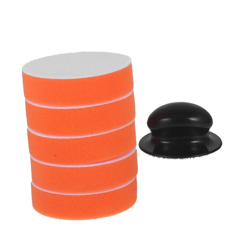 1 Set Manual Polishing Sponge Wax Applicator Pads With Handle Car Waxing Buffing Kit Professional Finish Comfortable Grip Versatile Use All Vehicles - Image 2