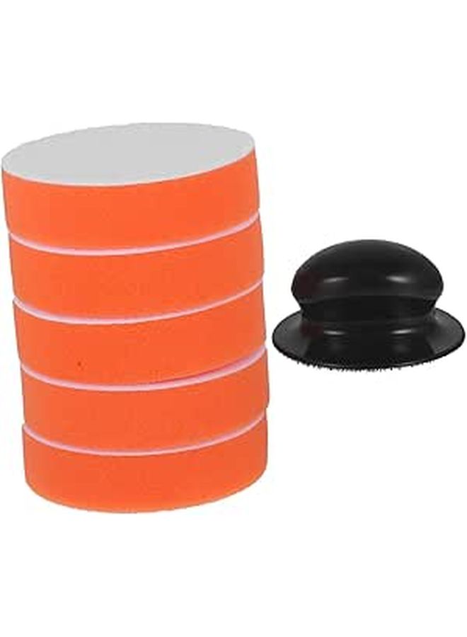 1 Set Manual Polishing Sponge Wax Applicator Pads With Handle Car Waxing Buffing Kit Professional Finish Comfortable Grip Versatile Use All Vehicles - Image 1