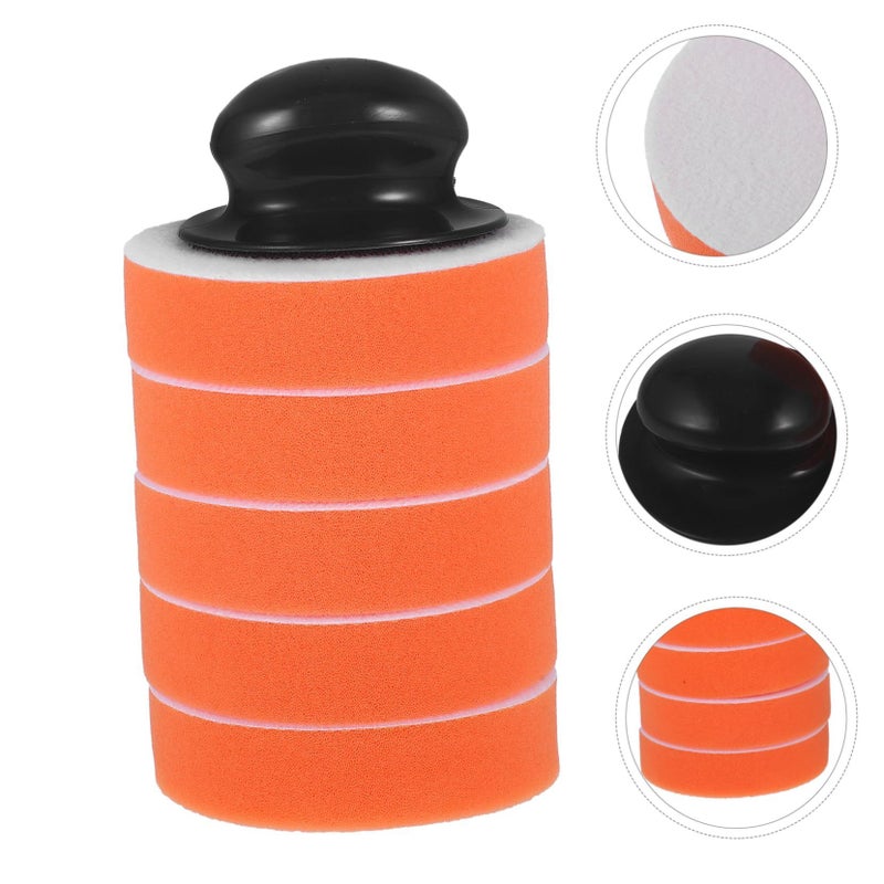 1 Set Manual Polishing Sponge Wax Applicator Pads With Handle Car Waxing Buffing Kit Professional Finish Comfortable Grip Versatile Use All Vehicles - Image 5