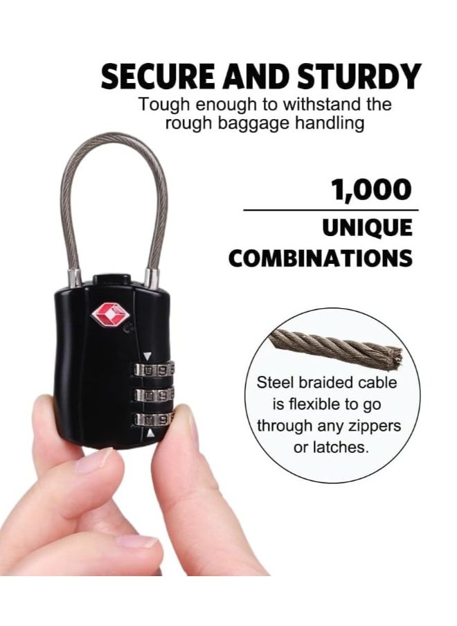 Generic TSA Approved Luggage Combination Locks(2 Pack,black) Combination Padlock with Alloy Body TSA Lock for Travel Bag, Suit Case, Lockers, Gym, Bike Locks or Other  - Image 3