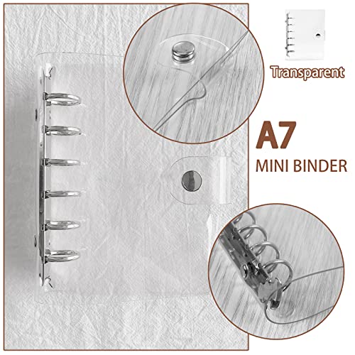 DY.2ten Refillable A7 Notebook Set with Cover - 6 Hole Loose Leaf PVC Binder Cover + 90 sheets (180 Pages) of Lined Paper + 4pcs A7 Zipper Binder Pockets + Ruler,for 6 Ring Binder Journal Notebook - Image 4