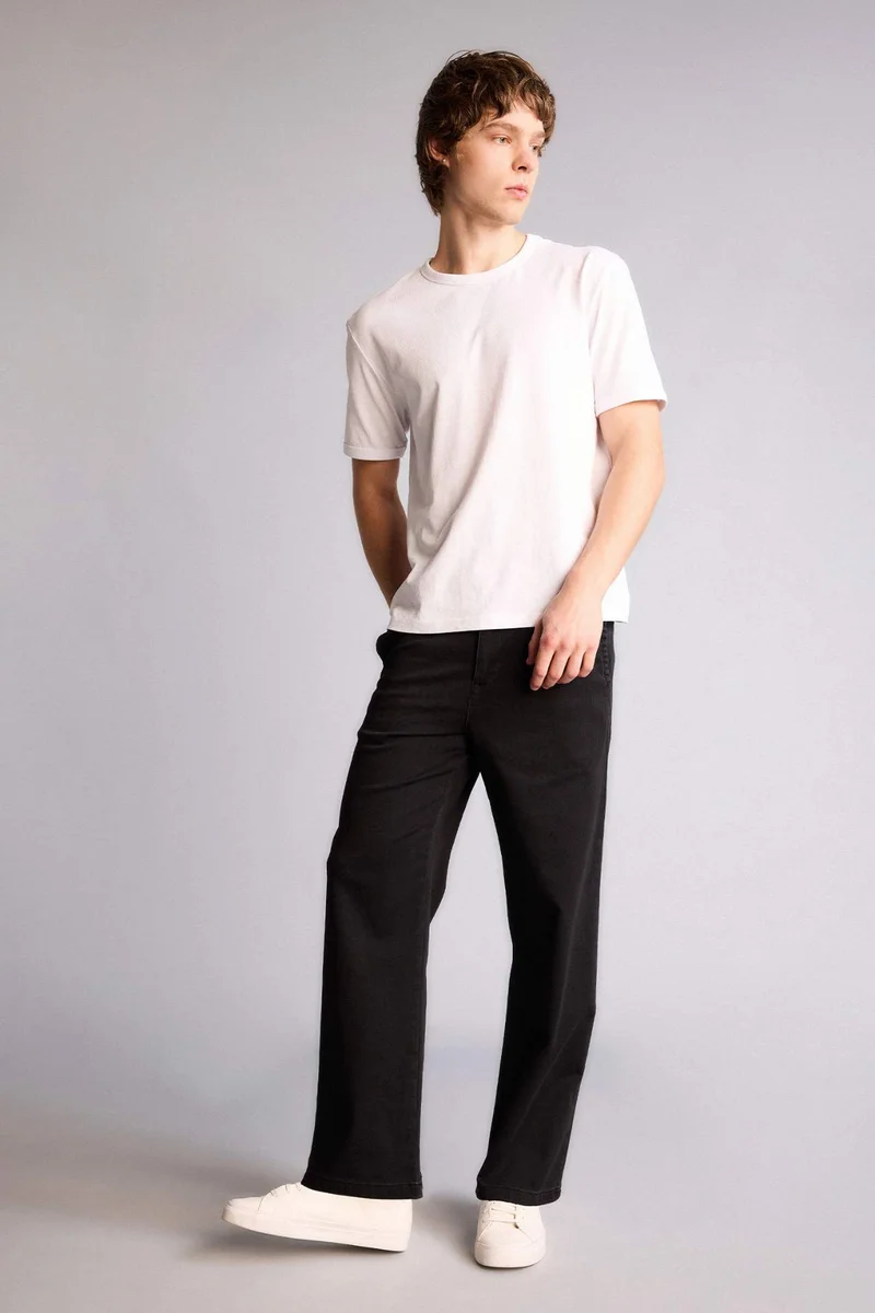 DeFacto Soft Textured Wide Leg Jeans