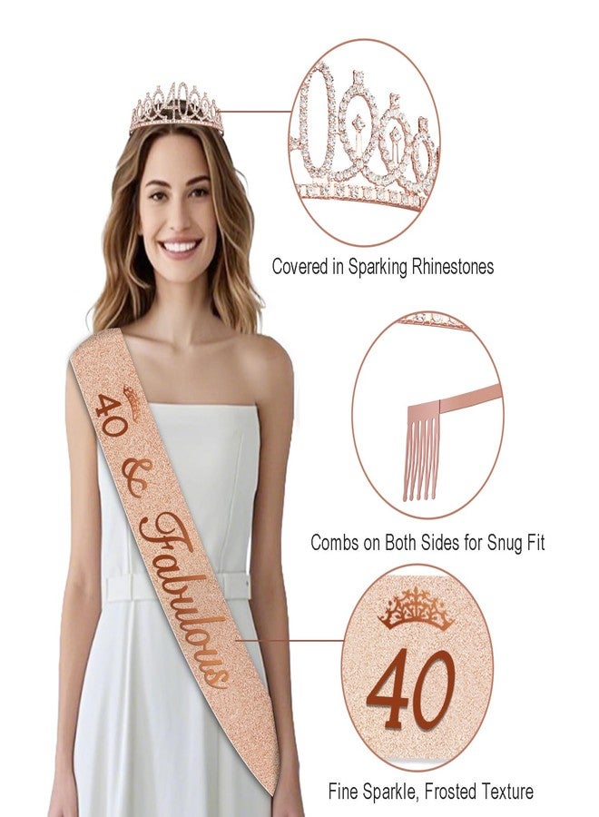 YeohJoy 40th Birthday Decorations for Women,32PCS Back in 1986 Birthday Party Decorations,Including Backdrop, Crown, Sash, banner, Hanging Swirl,Cake Topper,balloons,Paper Fans and Anniversary Card - Image 2