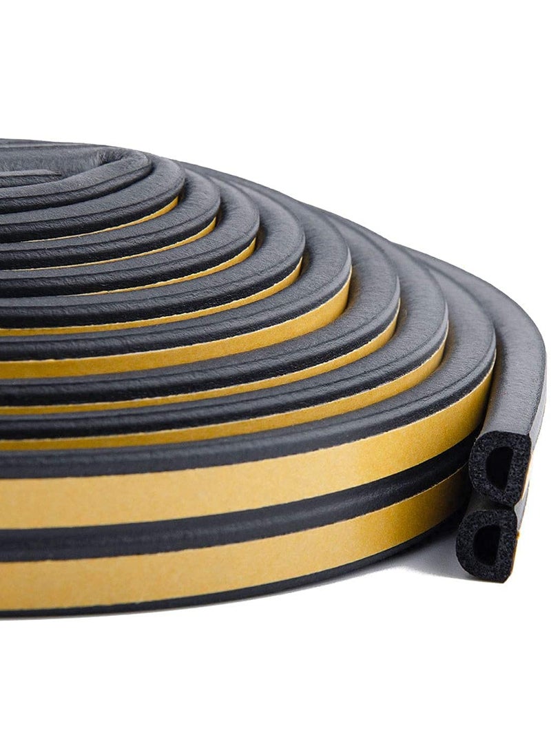 ElloZia Ellozia D Shaped Foam Seal Self Adhesive EPDM Soundproofing Foam Strip Tape 6 Meter 2 x 3 M 6 Meter Yellow Black  - Image 2