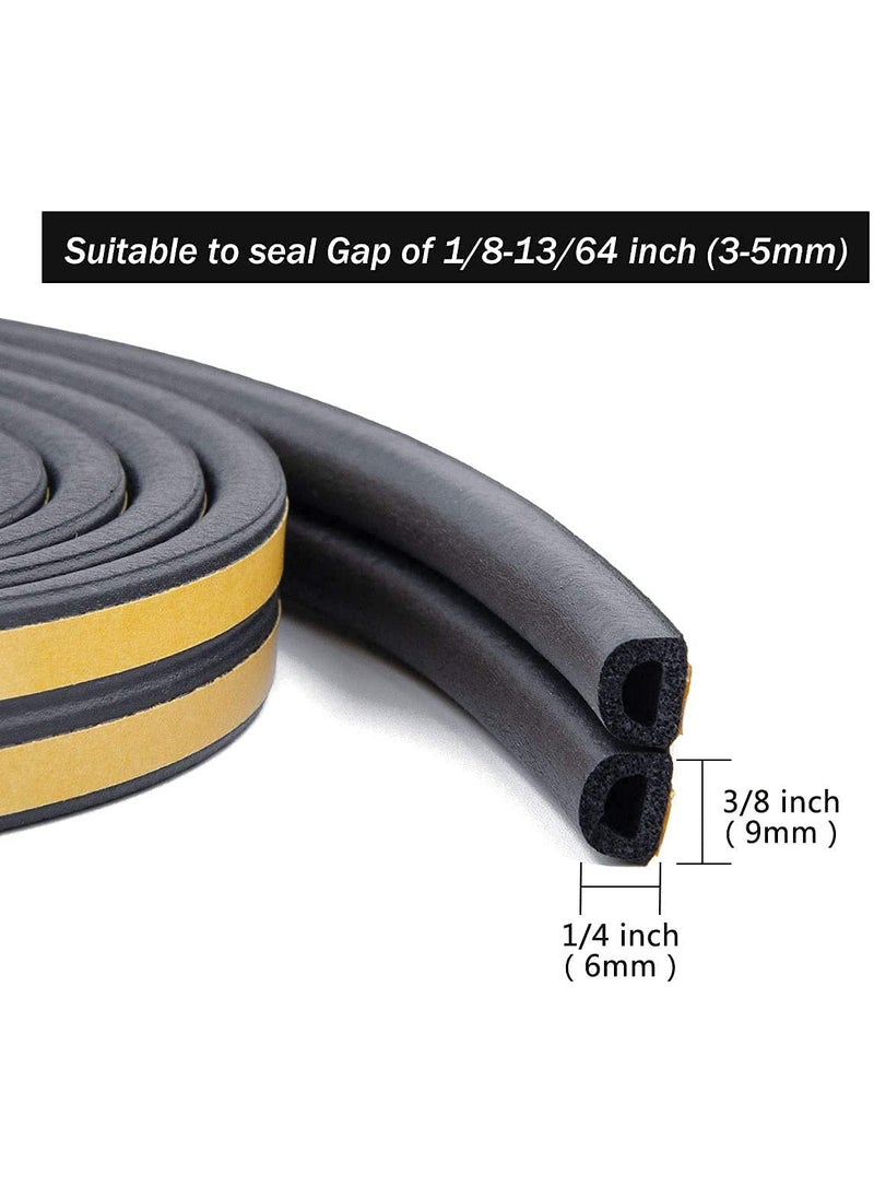 ElloZia Ellozia D Shaped Foam Seal Self Adhesive EPDM Soundproofing Foam Strip Tape 6 Meter 2 x 3 M 6 Meter Yellow Black  - Image 3