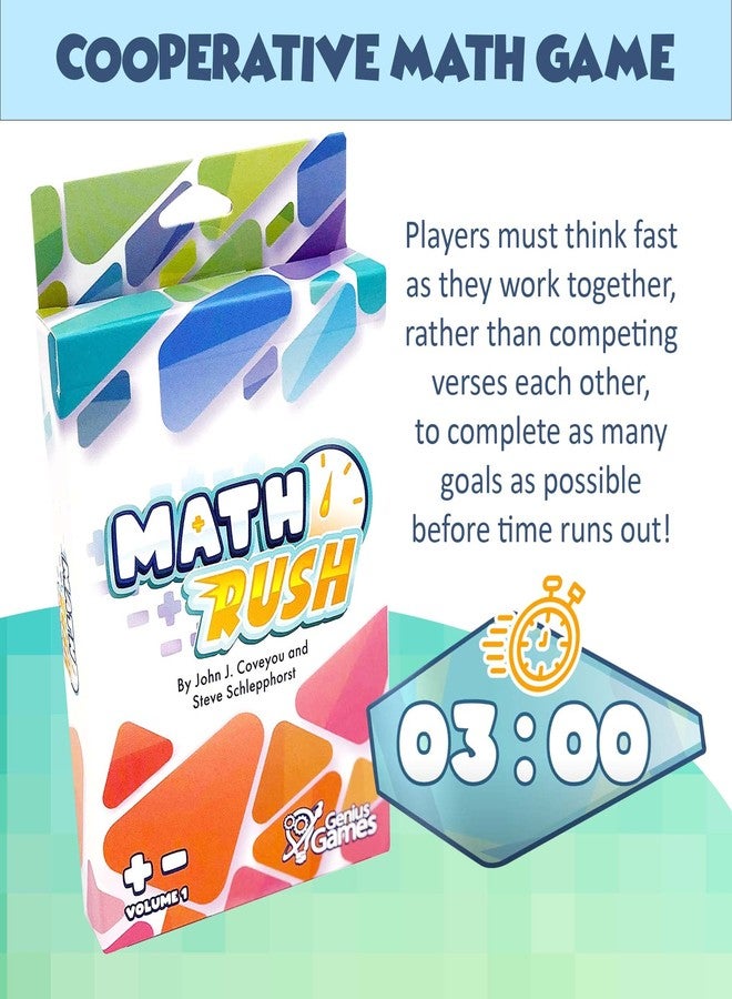 Genius Games Math Rush: Addition & Subtraction (Volume 1) - A Cooperative Time-Based Math Flash Card Game for Kids 8-12, Puzzle Games and Fun Stuff for Middle School Math Class, Homeschool - STEM Toys & Games - Image 4