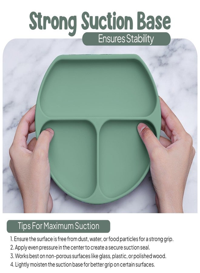 O'doe 6-Piece Bpa-Free Silicone Solid Baby Feeding Set | Soft Suction Plates, Baby Food Bowl, Wooden Fork & Spoon, and More | Make Mealtime Fun and Easy for Your Little One - Image 4