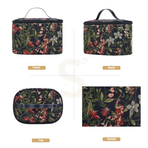 Signare Tapestry Toiletry Bag Makeup Organise bag for Women in Morning Garden Black Design (TOIL-MGDBK) - Image 2