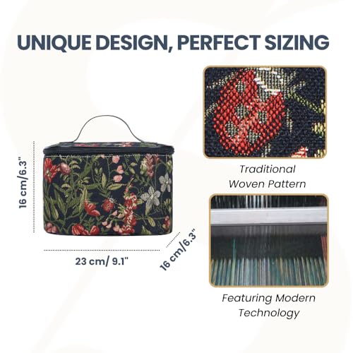 Signare Tapestry Toiletry Bag Makeup Organise bag for Women in Morning Garden Black Design (TOIL-MGDBK) - Image 3