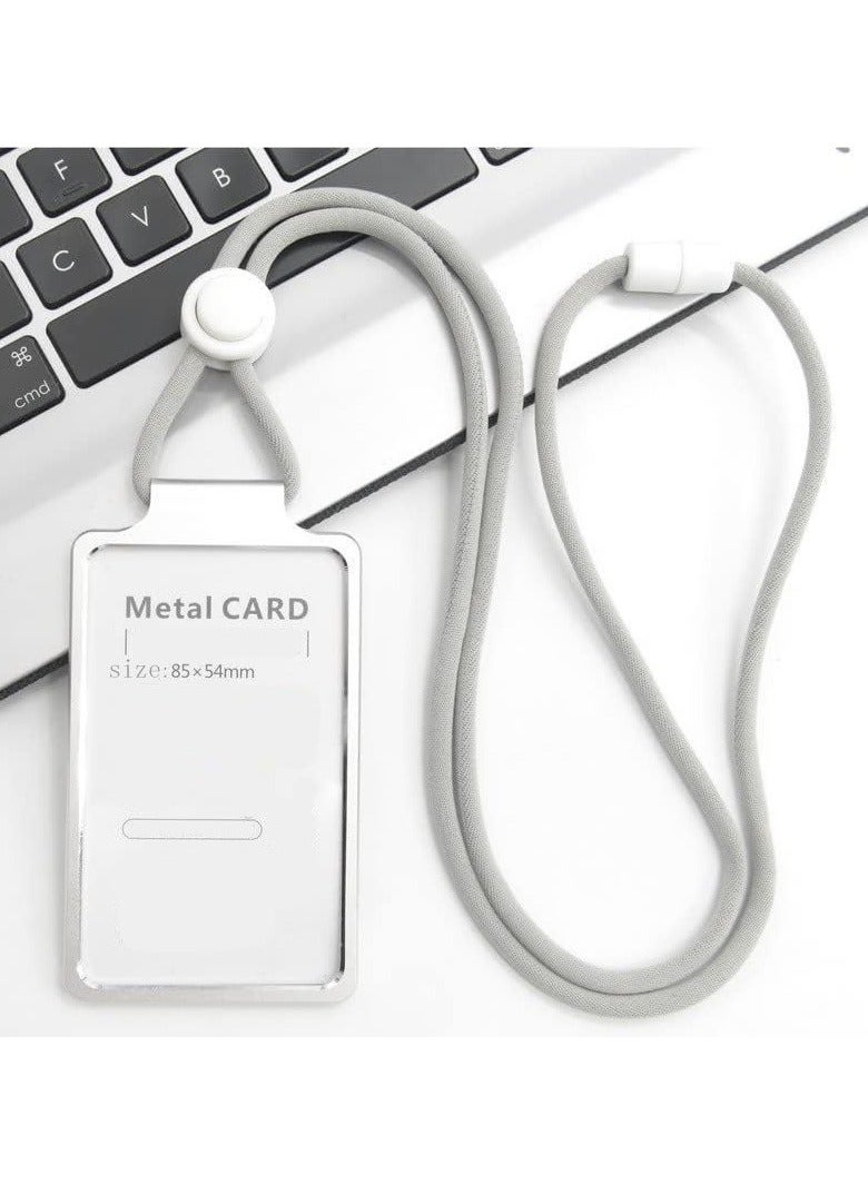ID Card Holder Business Card Office Card Holder Photocard Holder Aluminum Alloy (Grey) - Image 1