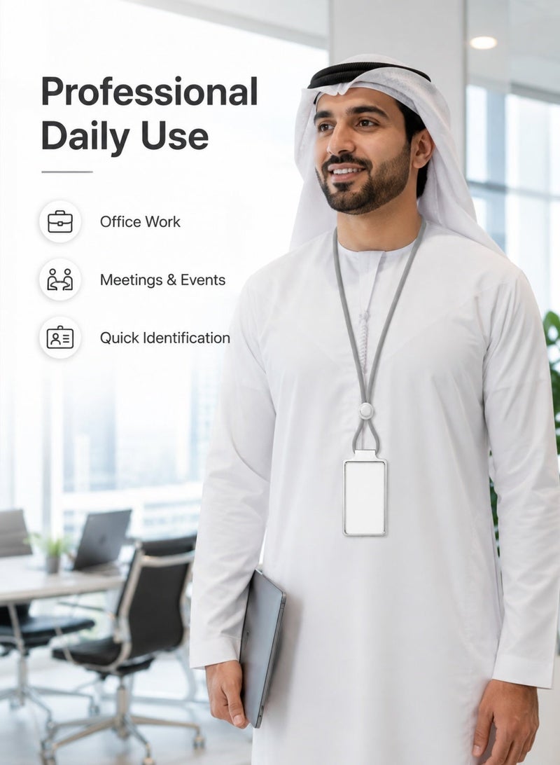 نيمبوت حامل بطاقة هوية واحد للمكتب، حامل بطاقات عمل مزود ببكرة فولاذية قابلة للسحب، حامل شارة من سبائك الألومنيوم للعمل، حامل بطاقات صور متين لهوية الموظف، حافظة بطاقات رمادية للاستخدام اليومي - Image 5