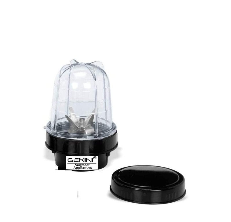Gemini Bullet Jar for Mixer Grinder Small 350 ML ABS Transparent Juicer Jar Black NSA109 - Image 1