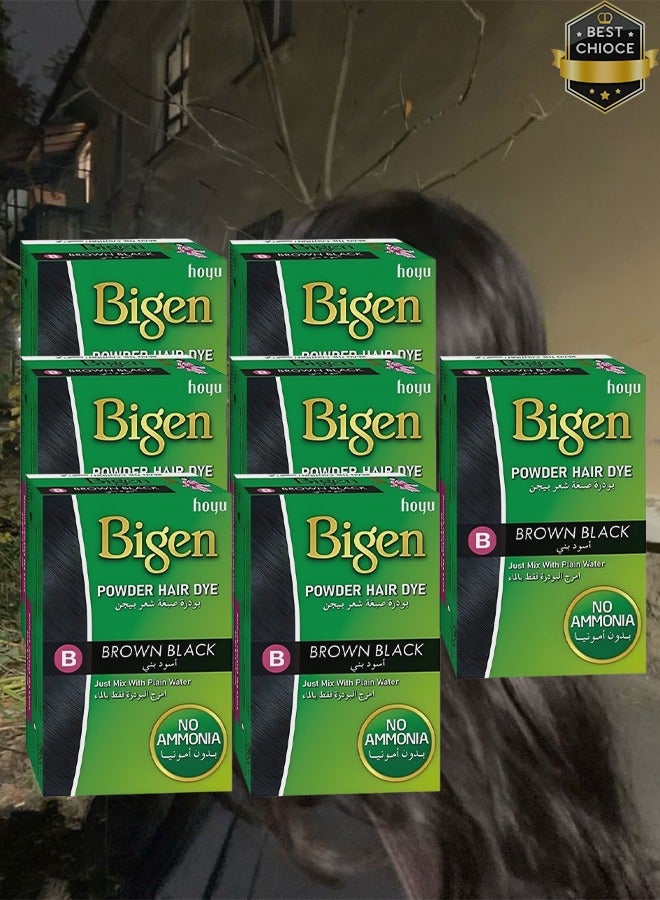 بايجن 7 قطع بودرة صبغ الشعر باللون البني والأسود مع الماء العادي بدون أمونيا 6 جرام - Image 1