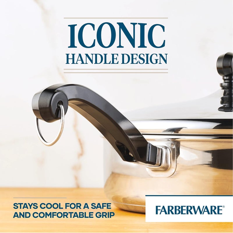 Farberware غطاء مقلاة ستانلس ستيل كلاسيكي، مقلاة سوتيه (2.75 لتر)، فضي - Image 4