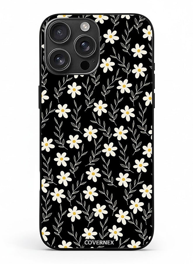 Covernex Apple iPhone 16 Pro Max Protective Case Cover Printed Featuring Midnight Garden Tiny Daisy Pattern - Image 2