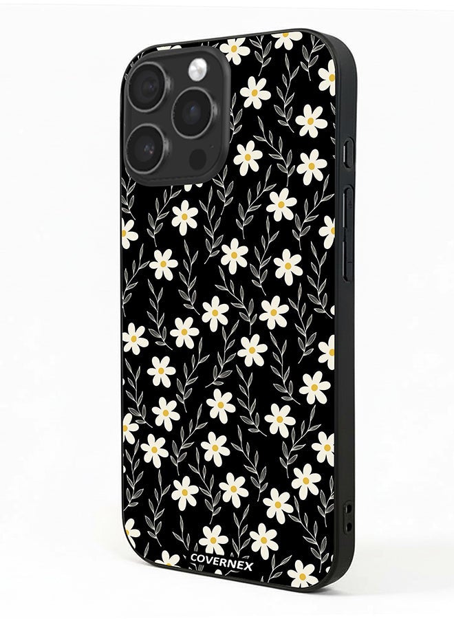 Covernex Apple iPhone 16 Pro Max Protective Case Cover Printed Featuring Midnight Garden Tiny Daisy Pattern - Image 1
