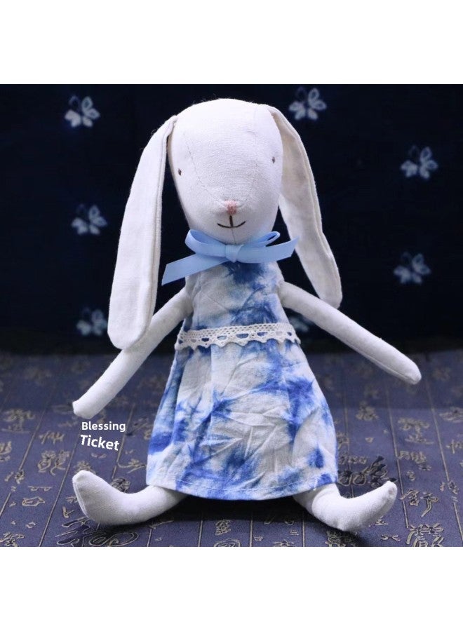 Yunnan Dali Ethnic Style Blue Dye Tie Dye Rabbit Doll Fabric Home Handmade Hanging Rabbit-Specifications:Fairy Rabbit 22cm Blue Dye Skirt  - Image 1