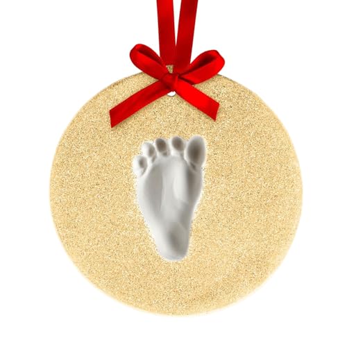 Lil Peach طقم زينة عيد الميلاد لطباعة يد أو قدم الطفل ليل بيش، هدية العطلات للمولود الجديد، أول عيد ميلاد للطفل، لامع بالذهب - Image 1