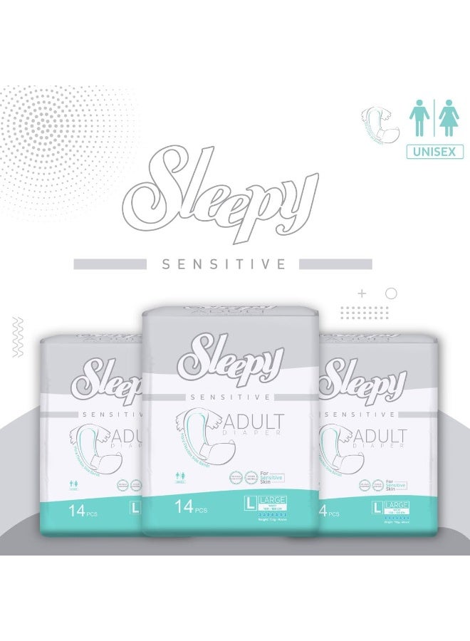 Sleepy Hypoallergenic 14 Adult Diapers | Size - Large | Unisex Diapers for Sensitive Skin | Odour Control Diapers | Wetness Indicator Comfortable & Adjustable | 100-150cm - Image 5