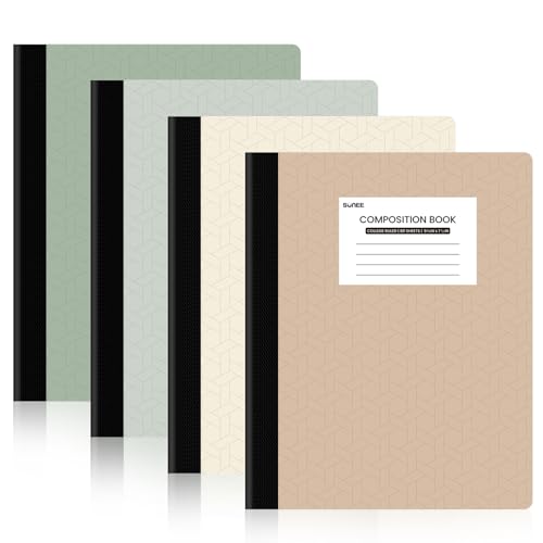 SUNEE Composition Notebooks - College Ruled Paper, 4 Pack Composition Book, 9 3/4" x 7 1/2", 80 Sheets/160 Pages, Assorted Morandi Colors, School, College & Office Supplies - Image 1