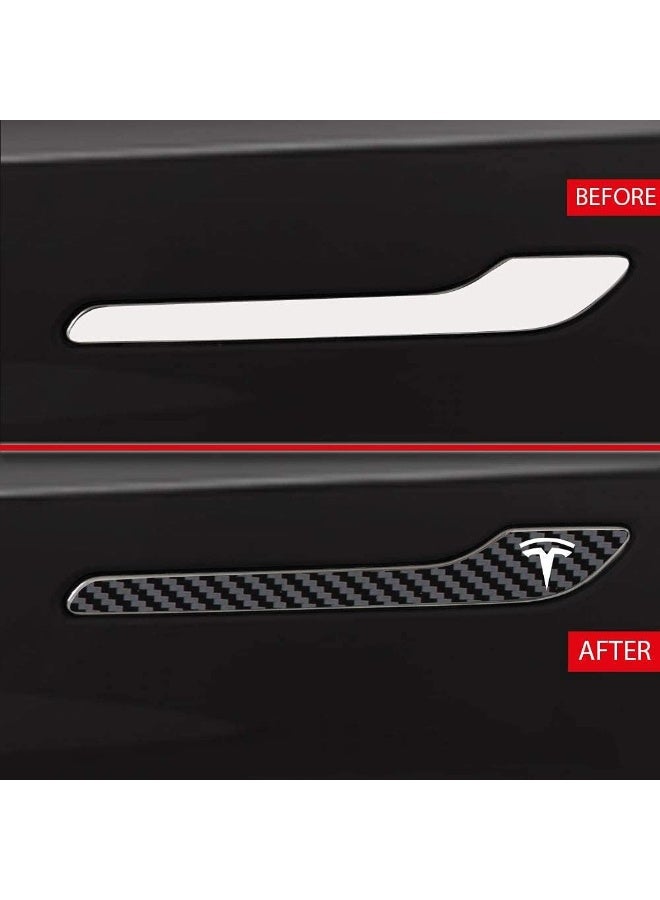 IPG for Tesla Model 3 / Model Y Door Handle Decal Sticker Wrap Kit (Set of 4) with Tesla Logo (Black Carbon Fiber) - Image 4