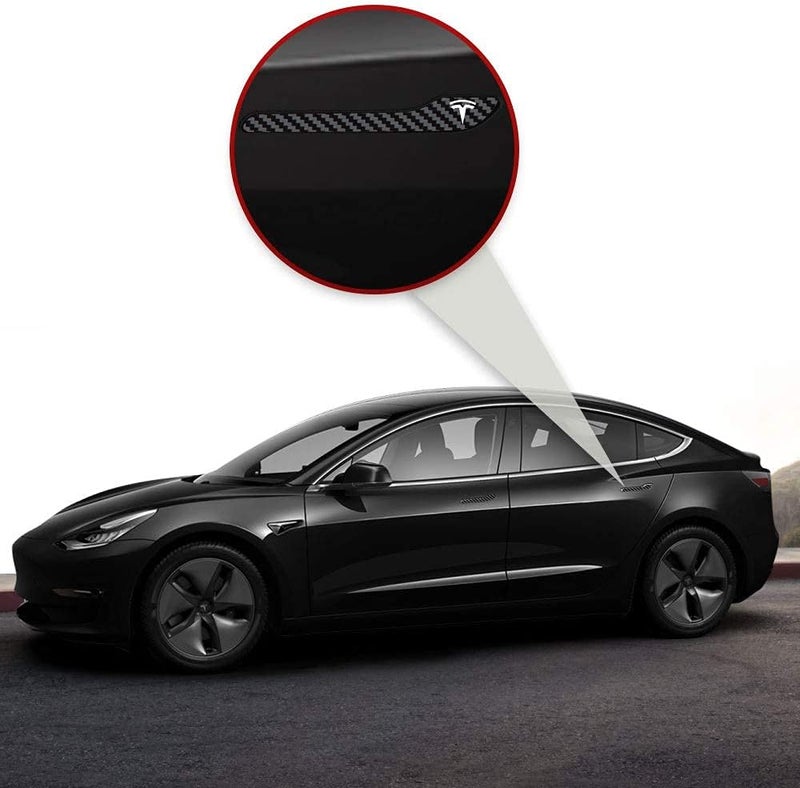 IPG for Tesla Model 3 / Model Y Door Handle Decal Sticker Wrap Kit (Set of 4) with Tesla Logo (Black Carbon Fiber) - Image 5
