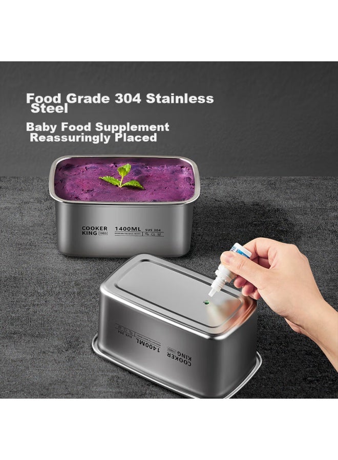 COOKER KING Chuidahuang 304 Stainless Steel Food Storage Container, Vacuum-sealed Fresh-keeping Airtight Storage Box Lunch Box 1700ml - Image 2