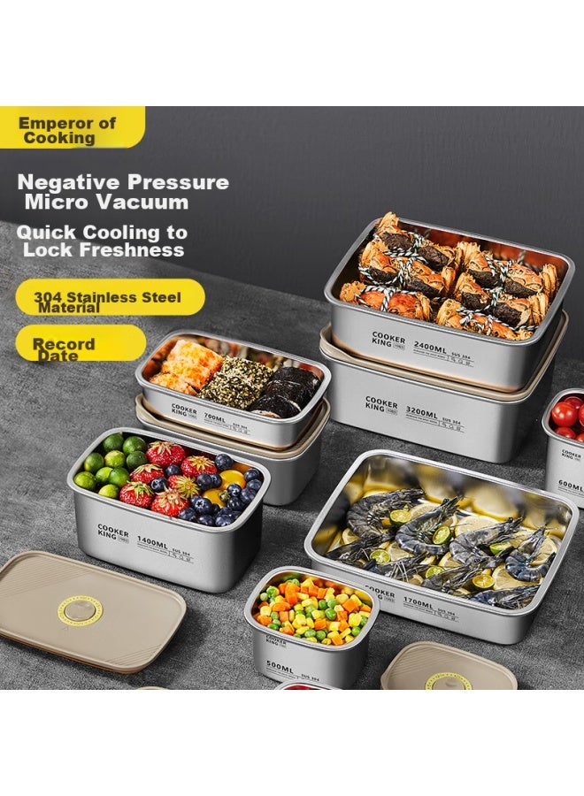 COOKER KING Chuidahuang 304 Stainless Steel Food Storage Container, Vacuum-sealed Fresh-keeping Airtight Storage Box Lunch Box 1700ml - Image 1