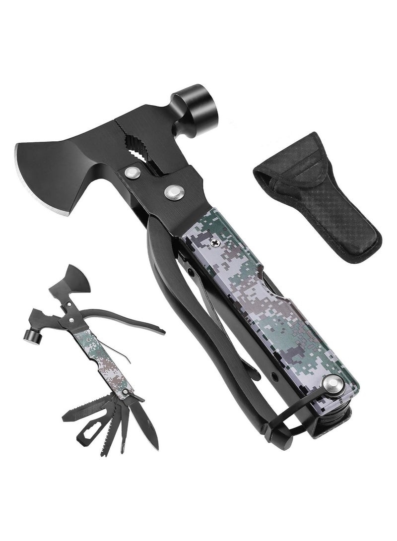SOLARAE 16-in-1 Mini Lightweight Multipurpose Axe - Essential Camping Gear, Unique Gifts for Men & Dads, Versatile Survival Tools, Outdoor Hiking Accessories, Perfect for Camping Adventures. - Image 1