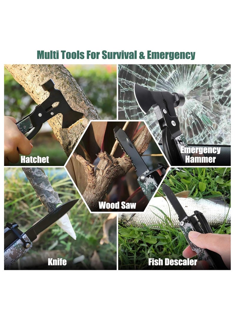 SOLARAE 16-in-1 Mini Lightweight Multipurpose Axe - Essential Camping Gear, Unique Gifts for Men & Dads, Versatile Survival Tools, Outdoor Hiking Accessories, Perfect for Camping Adventures. - Image 3