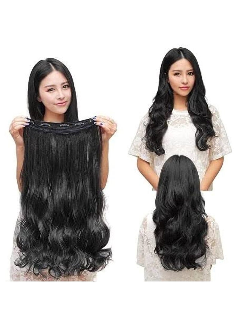 Estelle Eestelle full head one-piece long straight and Body Wave hair extension, with 5 clips, suitable for women and girls (#2, Body Wave) - Image 3