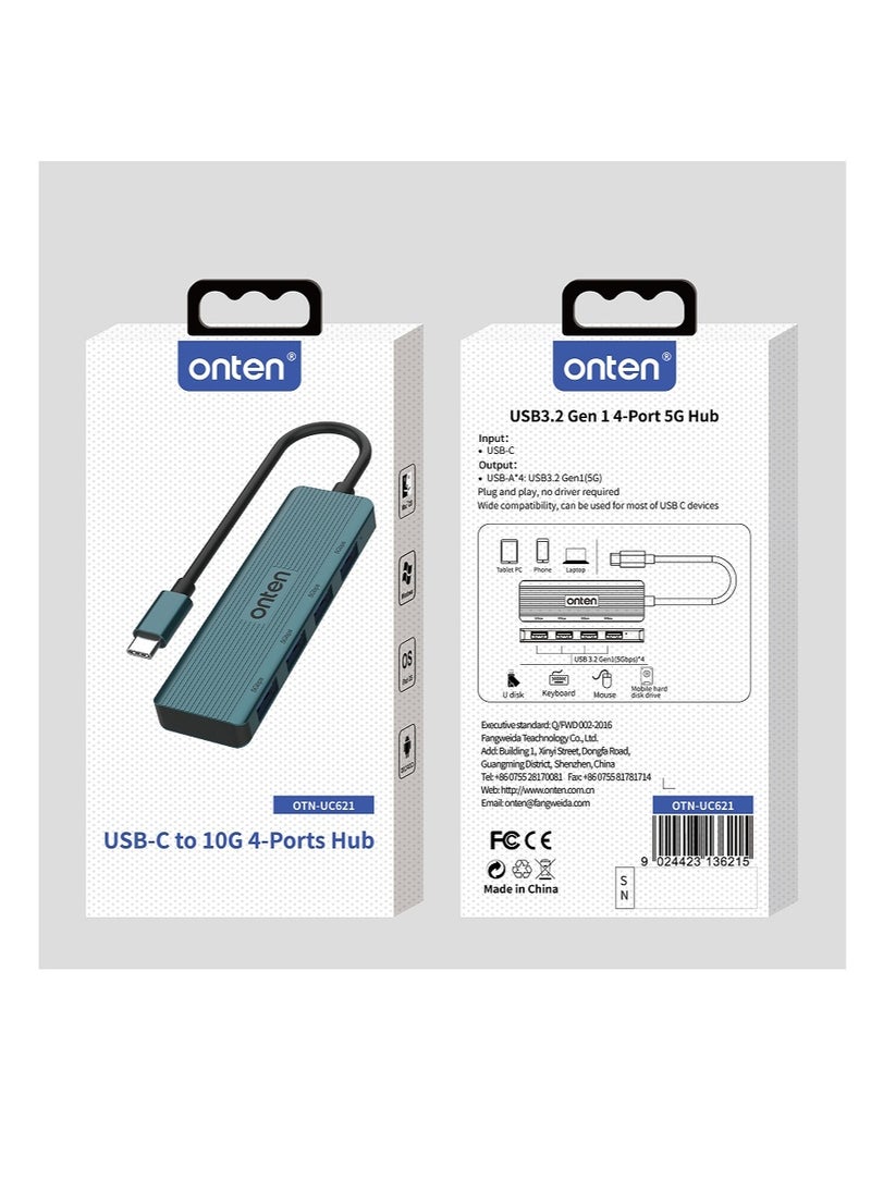 onten ONTEN OTN-UC621 Original 4 Port USB 3.2 Gen 1 Hub 5Gbps USB-C  - Image 4