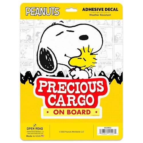 Open Road Brands Peanuts Snoopy Precious Cargo Adhesive Vinyl Decal Adorable Snoopy Car Sticker for Families with Baby on Board - Image 1