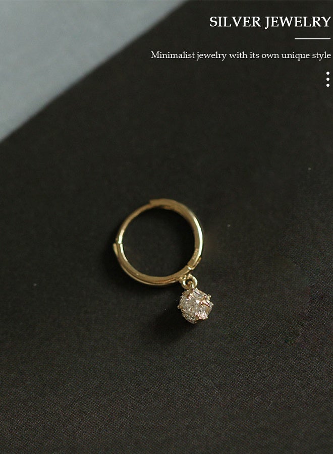 DUNISO Golden Hoop Earrings Set for Women, Diamond  Earrings,Hypoallergenic 925 Silver Pendant Earrings, Trendy Ear Jewelry, for Daily Wearing,Office,Social Gatherings - Image 5