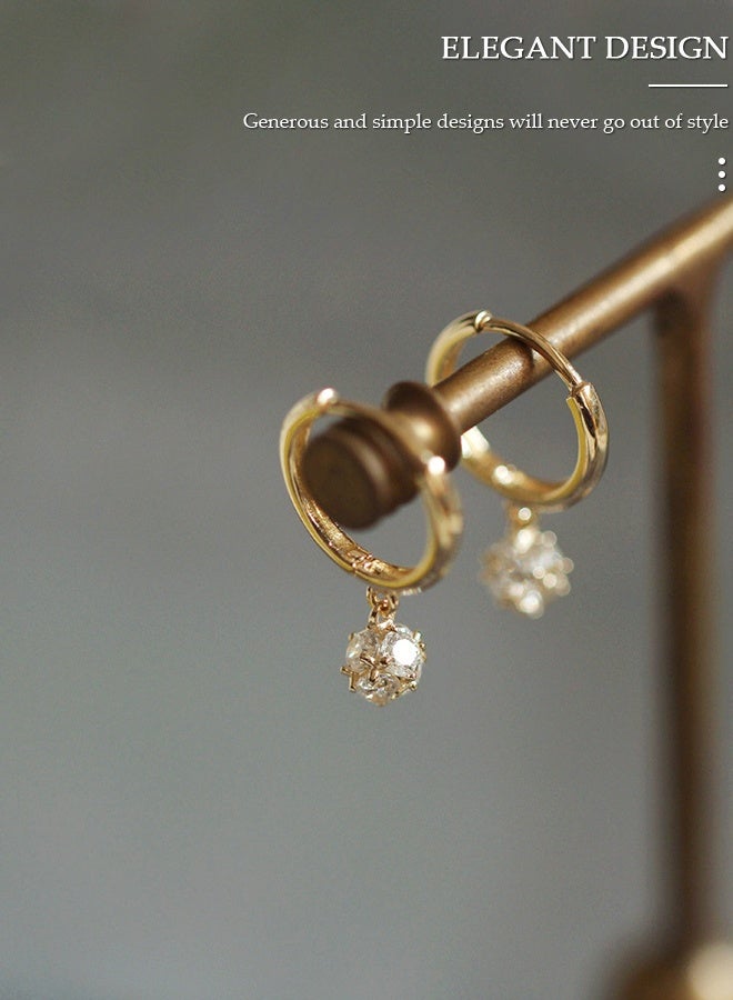 DUNISO Golden Hoop Earrings Set for Women, Diamond  Earrings,Hypoallergenic 925 Silver Pendant Earrings, Trendy Ear Jewelry, for Daily Wearing,Office,Social Gatherings - Image 2