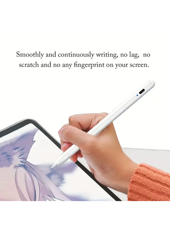 White Universal Smart Stylus for Android iOS with Tilt Sensitivity and Battery Charging - Image 4