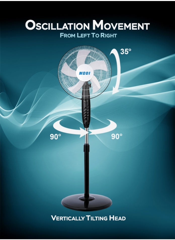 MODI 16" Pedestal Fan with 5 Blades and Remote Control – 50W, Adjustable, Silent  - Image 3