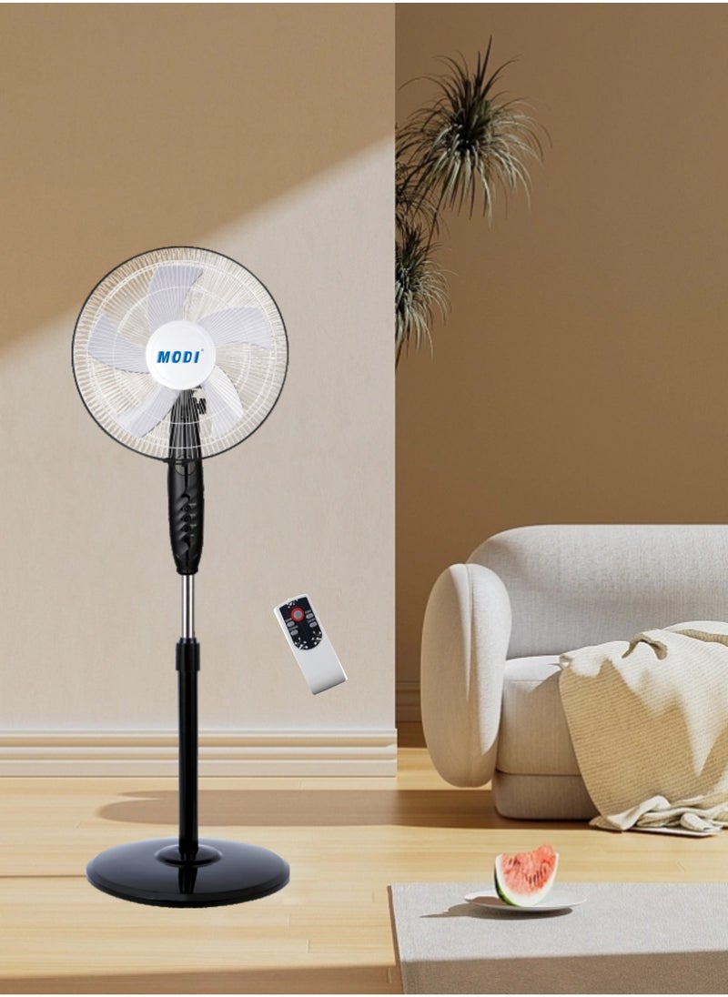 MODI 16" Pedestal Fan with 5 Blades and Remote Control – 50W, Adjustable, Silent  - Image 1