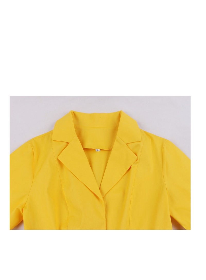 Loquat Hepburn style solid color waist slimming dress - Image 3