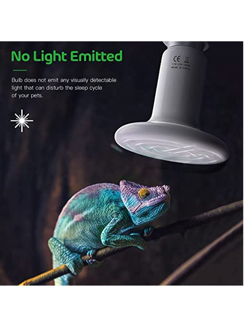 Generic 2-Piece Reptile Ceramic Heating Bulb Non-Luminous Nursery Heater Suitable for Amphibian Pet Snake Turtle and Hatching Chicken, Harmless, white  - Image 2