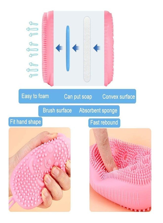 Cyrox Soft Silicone Bath Brush/Double Sided Foaming Shower Sponge/Cleaning Body Massage Scrub Gloves For Kids/Baby Bath Tools - Multicolor - Image 5